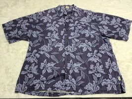 Vintage Rainforest Cafe Shirt XXL Floral All Over Blue Button Up Hawaiian - $14.80