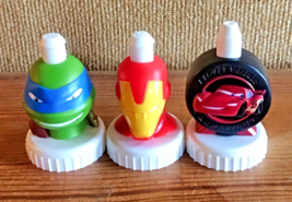 Good 2 Grow Juice Topper Lot of 3 - Disney Cars Ninja Turtle Leonardo Iron Man - £8.96 GBP