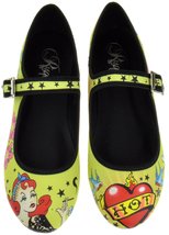 Risque Funky 01 Womens Printed Tattoo Design Ballerina Flats 6.5 Yellow - $26.61