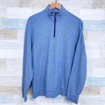 Vineyard Vines 1/4 Zip Pique Pullover Sweatshirt Blue Stripe Cotton Mens... - £43.86 GBP