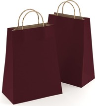Pack of 25 Dark Wine Kraft Paper Bags with Handles 8 x 4.75 x 10.5 Inch - £20.10 GBP