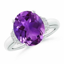 ANGARA Oval Amethyst Cocktail Ring with Diamond Accents for Women in 14K Gold - £1,850.08 GBP