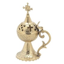 Greek Russian Orthodox Christian Brass Censer Incense Burner (4097 B) - £37.25 GBP