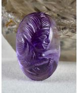 Natural Amethyst Engraved Face Cab 28x18mm 42.11 Ct Gemstone Pendant Des... - $5,416.95 MXN