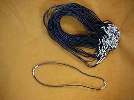 WHOLESALE Lot of 50 Black cotton cord 18&quot; necklaces, silver alloy beads jewelry - £34.09 GBP