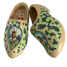 Decorative Wooden Carved Dutch Holland Clogs Shoes Windmill Flowers Size... - $28.71