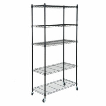 5-Layer Shelf Steel Wire Tier Layer Shelving Black Durable Holder Storag... - £75.93 GBP