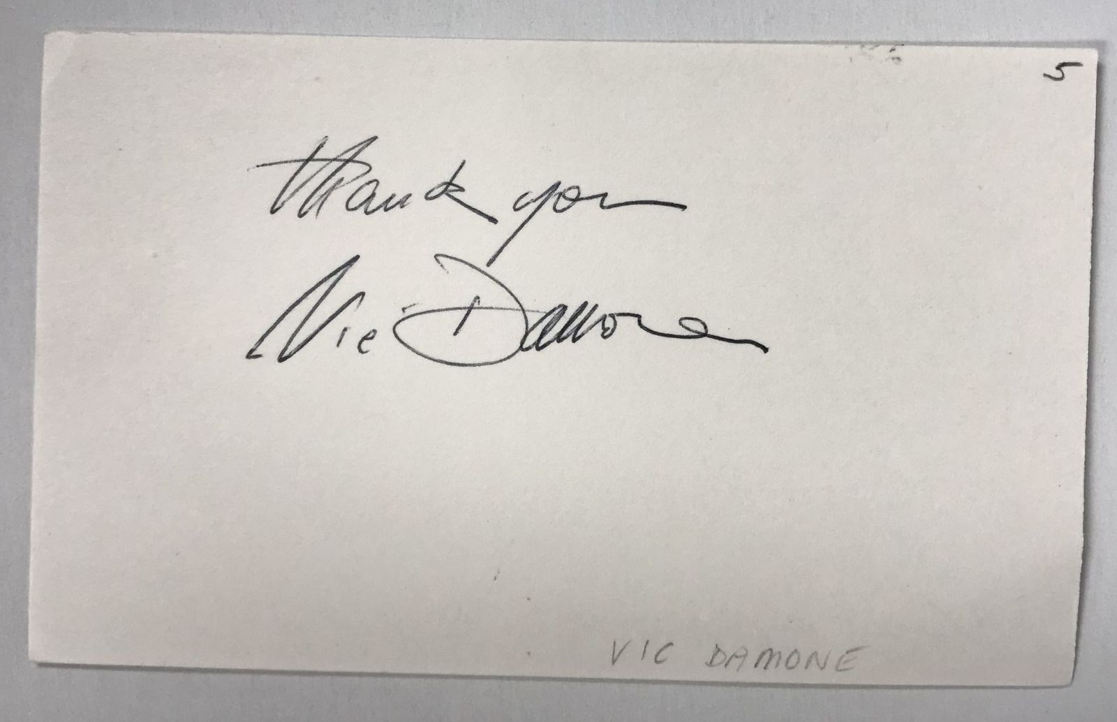 Vic Damone (d. 2018) Signed Autographed Vintage 3x5 Index Card - $15.00