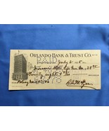 Orlando Bank &amp; Trust Co. - Orlando Florida FL FLA  1925 Obsolete Check C... - $26.86 CAD