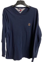 Tommy Hilfiger Men Long Sleeved Round Neck Cotton Logo Crest T shirt Nav... - £9.66 GBP