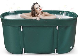 Portable Bathtub, Foldable Tub For Adults, Bath Tub With Backrest, Dark Green - £64.31 GBP