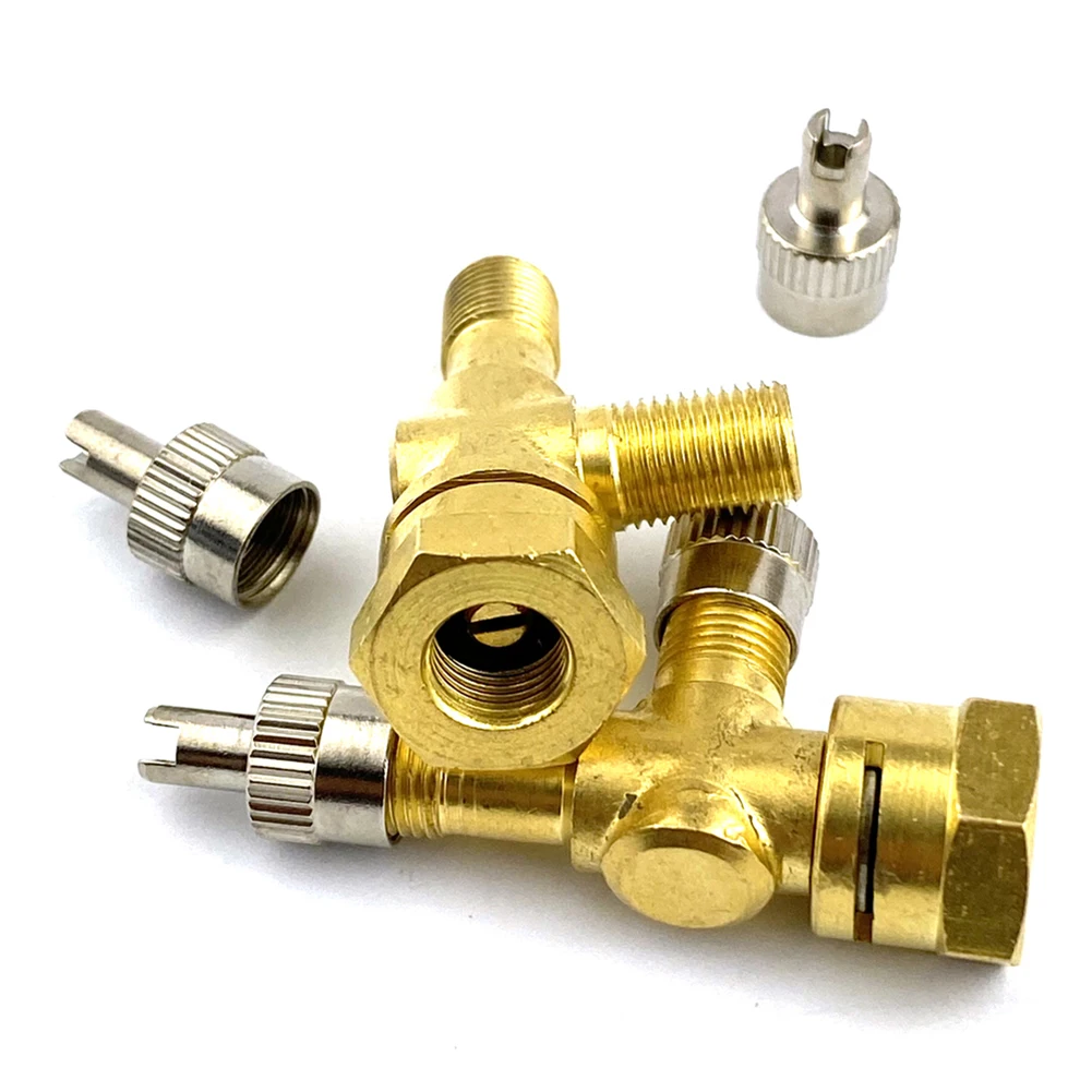 TPMS Valve Tee Adapter for Car Tires - 3-way Pure Copper Debugging Tool - £14.11 GBP