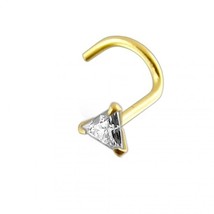3mm Trillion Cut Simulated Diamond 14K Solid Yellow Gold Nose Screw Stud 20G - £98.70 GBP
