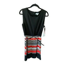 New Calvin Klein Womens Size 10 Dress Sleeveless Black Top Pleated Stripe Bottom - $31.68