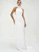 2024 Chic Sexy Backless Halter Pearl Black White Maxi Long Bodycon Dress - £96.55 GBP