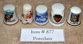 Thimbles, 5 pcs, Porcelain, # 877, porcelain thimbles, antiques, collect... - $13.70