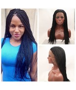 Heat Resistant 14 Inch Short Micro Box Braiding Synthetic Lace Wig - $121.76 CAD