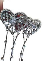 Vintage Double Heart Hair Clip Rhinestones Cascade Links Malibu CA - $45.98