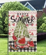 Happy Summer Knome eating Watermelon  Beautiful Garden Flag ~ 12&quot; x 18&quot; ... - £7.55 GBP