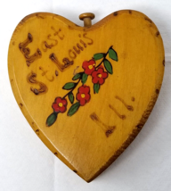 East St. Louis Heart Box Storage Wood Painted Floral Homemade Vintage 1940 - £14.91 GBP