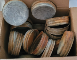 Lot of 24 Vintage Canning Lids Primitive Rustic Zinc Home Canning Decora... - $17.99