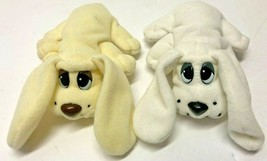 POUND PUPPIES Puppy Set of 2 Ivory White Long Ears 6 1/2&quot; long Plush Figures - £19.41 GBP