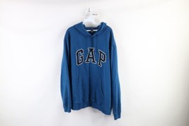 Vintage Gap Mens 2XL XXL Faded Spell Out Block Letter Hoodie Sweatshirt Blue - £47.33 GBP