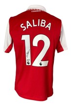 William Saliba Autografato Arsenal FC Rosso Adidas Calcio Maglia Bas - £228.89 GBP