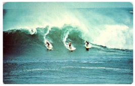 Three Surfers Riding a Big Wave Hawaii Postcard - £7.08 GBP