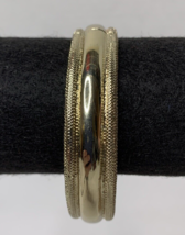 Vintage Gold Tone Cuff Bracelet With Textured Edges - £6.39 GBP
