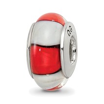 SimStars Reflections Red &amp; White Hand Blown Glass Bead - £22.88 GBP