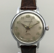 Vintage Caravelle Bulova Watch Men 32mm Silver Tone Round Dial 1967 Manual Wind - £69.88 GBP