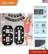 Marquee Numbers Black 60th-Birthday Decorations: Large 3ft Light Up Numb... - $118.38