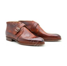Men&#39;s Handmade Monk Strap Dress Boots Ankle High dress boots for men - £166.67 GBP