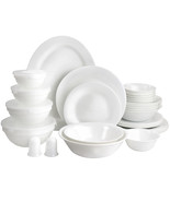 Gibson Ultra 36 Piece Tempered Opal Glass Combo Dinnerware Set in White - $1,928.48 MXN
