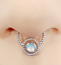 Clip On Septum Opal Cuff Nose Ring White AB 16g (1.2mm) Septum Body Jewellery - £2.96 GBP