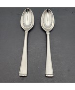 Gorham COLUMN FROSTED Stainless 2 Oval Soup Spoons 18/8 Korea Flatware - $28.35 CAD