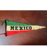 Vintage Old Antique Mexican MEXICO Pennant Flag Felt 20&quot; Souvenir from 1... - $93.49