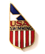 USA Swimming National Team Pin Red White Blue Shield Sports Patriotic Co... - $17.68 CAD