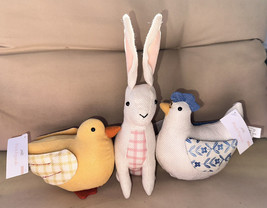 Plush Easter Figures Bunny Rabbit, Chick &amp; Hen Decorations Ornaments New - $24.99