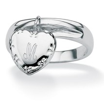 Sterling Silver Plated Personalized Initial Heart Charm Ring Size 6 7 8 9 10 - £79.08 GBP