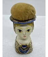 Midcentury Pincushion By Collegiate Made In Japan, Paper Mache Figural Lady - £21.96 GBP
