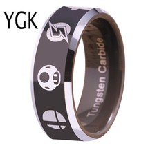 YGK Trendy 8mm Tungsten Carbide Mario / Pokemon / Zelda / Smash Theme Ring - £31.65 GBP