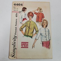 Vintage 1950s Simplicity 4464 Sewing Pattern Miss Blouse Size 12 Bust 32 - $11.30