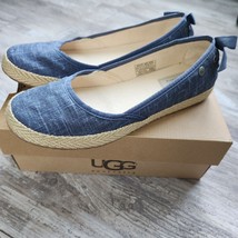 Ugg Indah Ballet Flat Denim Blue Western Girl Country Core Lace Ribbon 6.5 NEW - £55.15 GBP