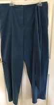 Crazy Horse Liz Claiborne Stretch Pants Slacks 16 Blue Moleskin Belted Vintage - £10.13 GBP