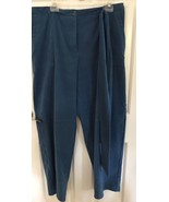 Crazy Horse Liz Claiborne Stretch Pants Slacks 16 Blue Moleskin Belted V... - $17.54 CAD