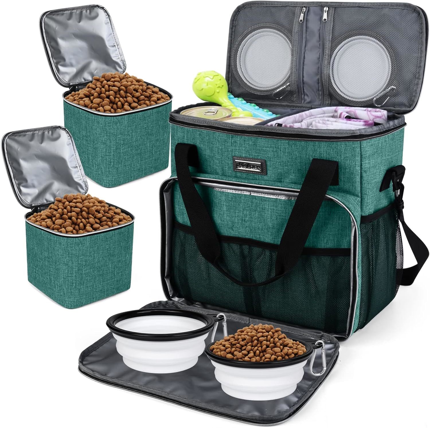 Two Pet Food Containers And Three Collapsible Silicone Bowls Are Include... - $44.96