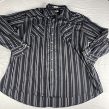 Ely Cattlemen Western Mens Sz 3XL Cowboy Pearl Snap Shirt Big Man Black Stripes - $27.83