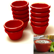 12 Pc Ramekins Red Mini Melamine Condiment Dip Cups Bowl Bpa Free Dish S... - £28.34 GBP